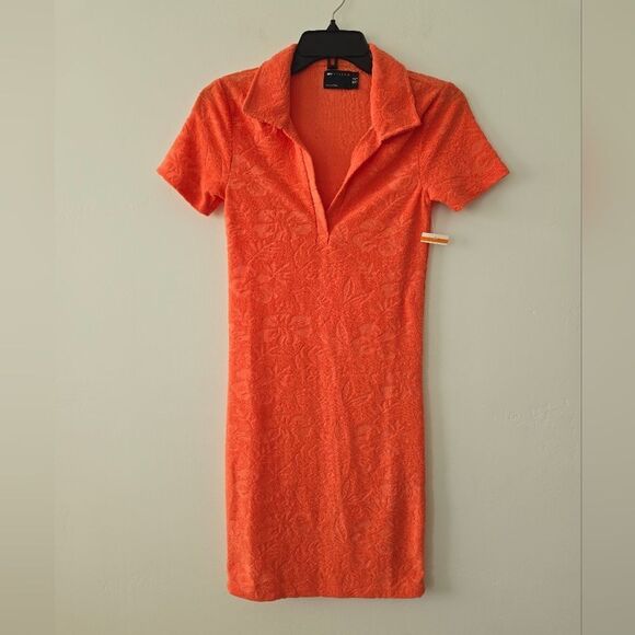 Asos Design Powell Floral Polo Dress Orange - Picture 1 of 6